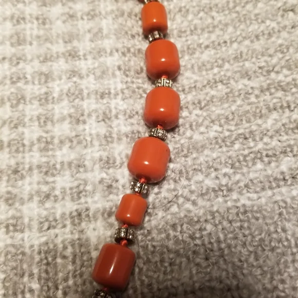 J Crew Orange and crystal beaded necklace - Picture 2 of 6